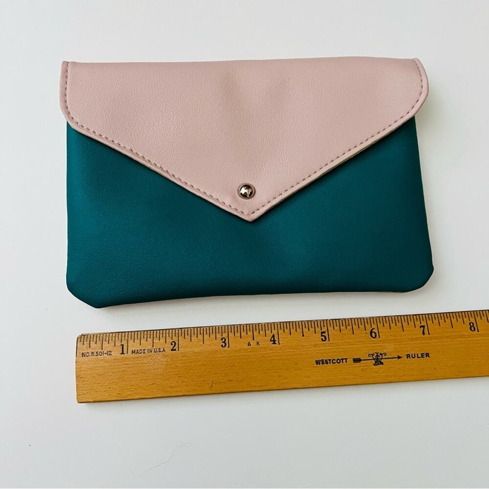 Ipsy Unstoppable Envelope Pouch teal green blush pink